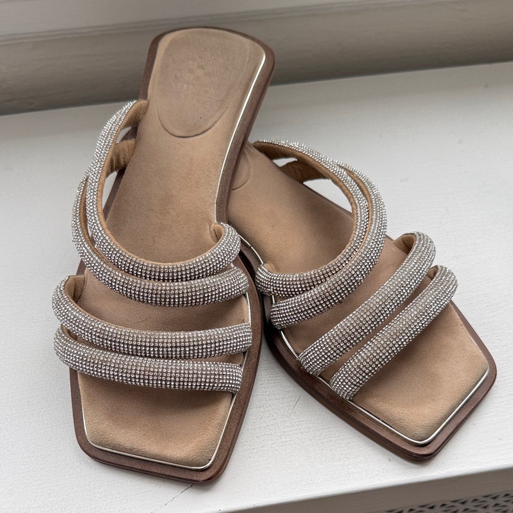 Vince Camuto Beige and Metallic Sandals